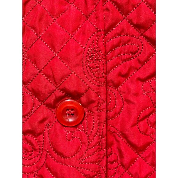 Requirements‎ Quilted Jacket Blazer Red Floral Embroidered Women's Plus Size - Picture 9 of 10